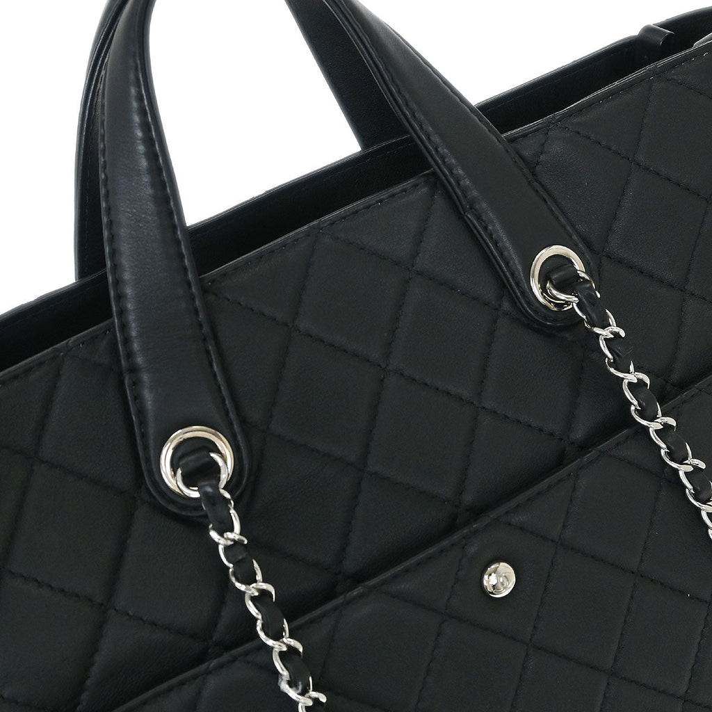 Chanel 2019 Black Lambskin Ultra Pocket Shopping Tote 2way Shoulder Handbag