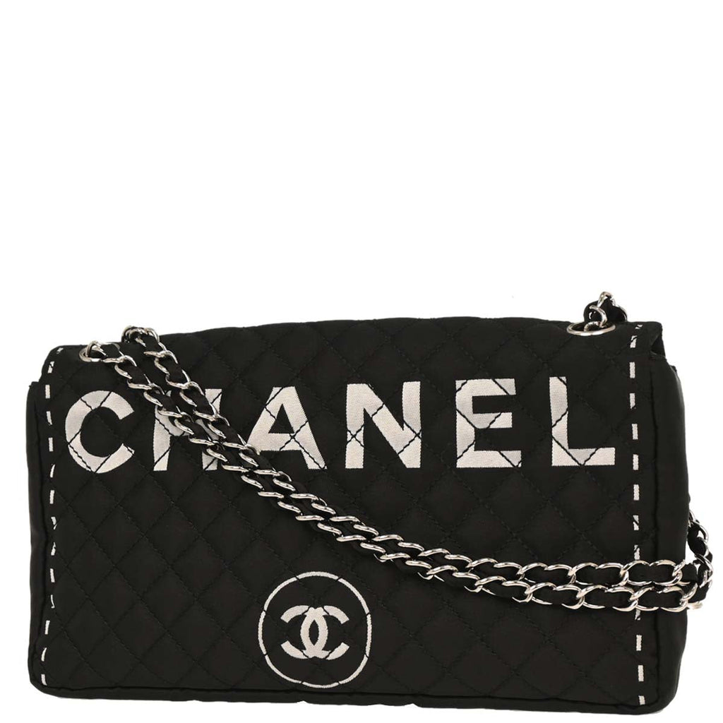 Chanel Black Satin Straight Flap Shoulder Bag