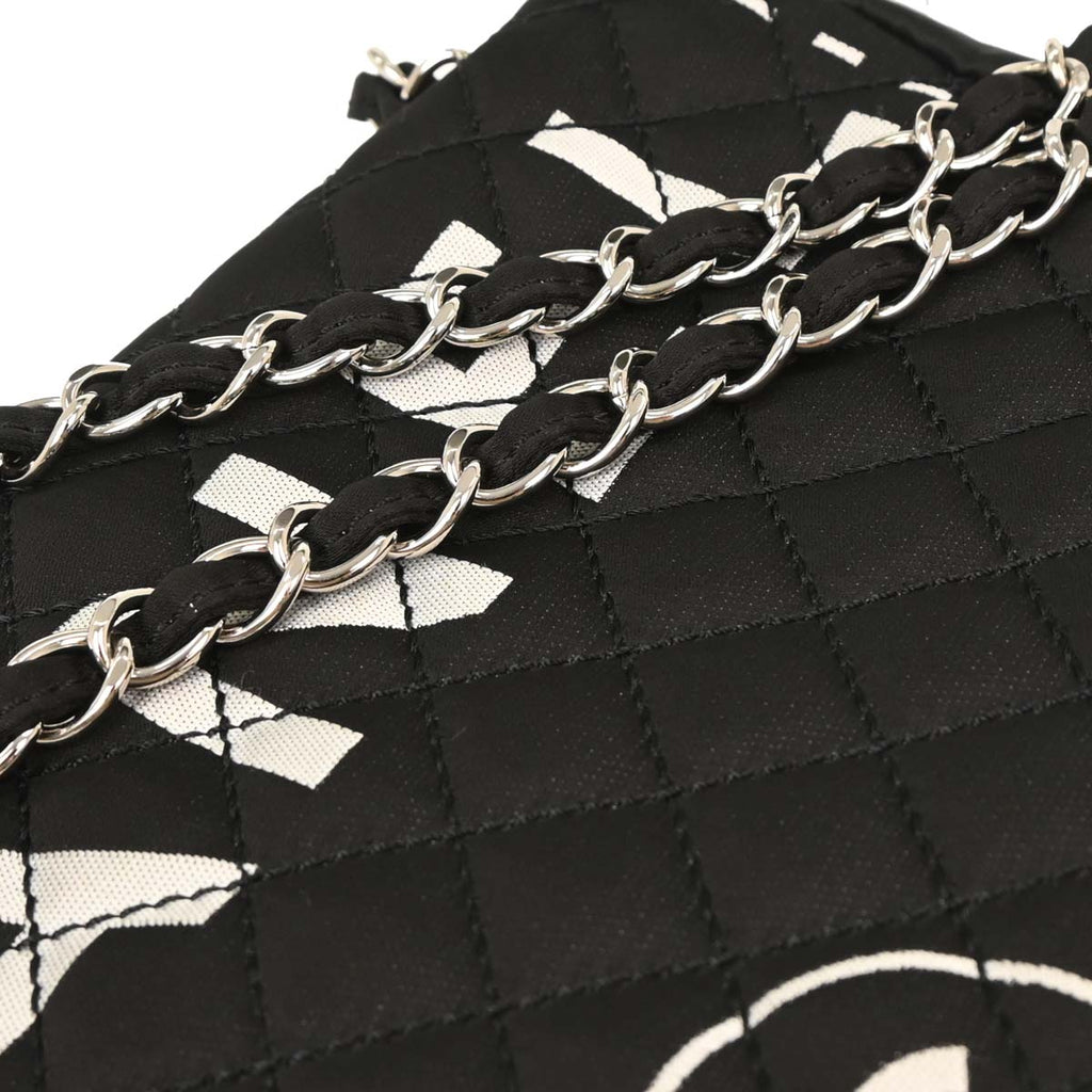 Chanel Black Satin Straight Flap Shoulder Bag