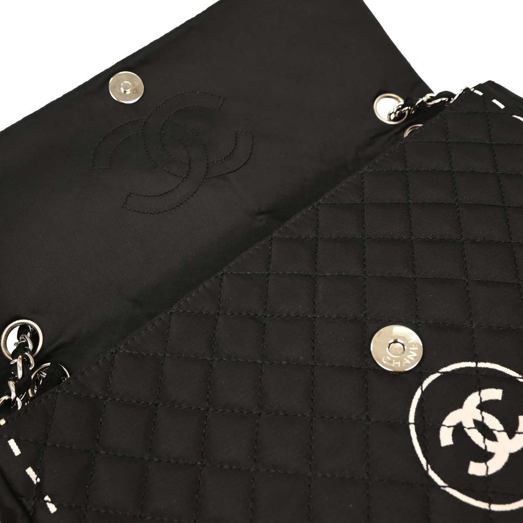 Chanel Black Satin Straight Flap Shoulder Bag