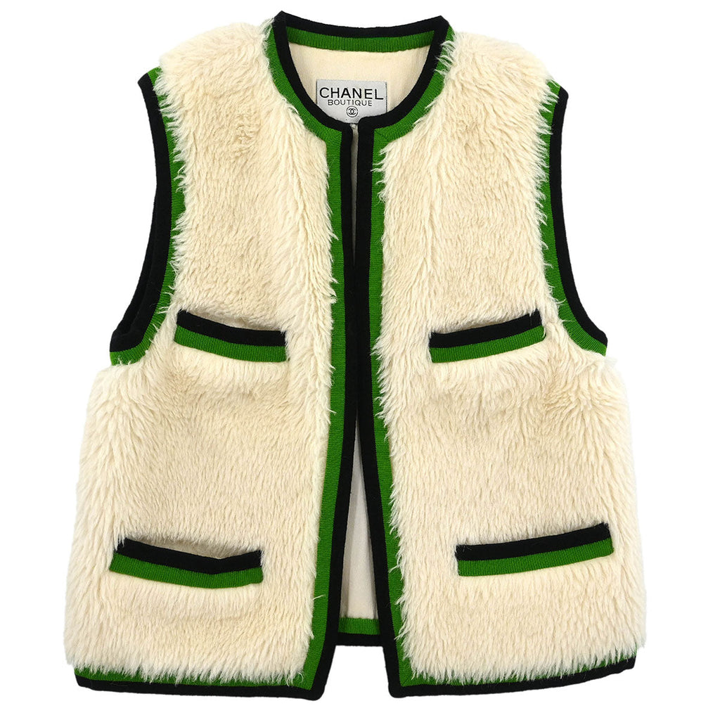 Chanel Sleeveless Fur Vest White