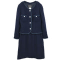 Chanel Setup Suit Jacket Skirt Navy #42