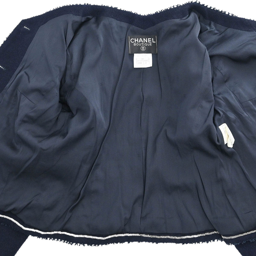Chanel Setup Suit Jacket Skirt Navy #42