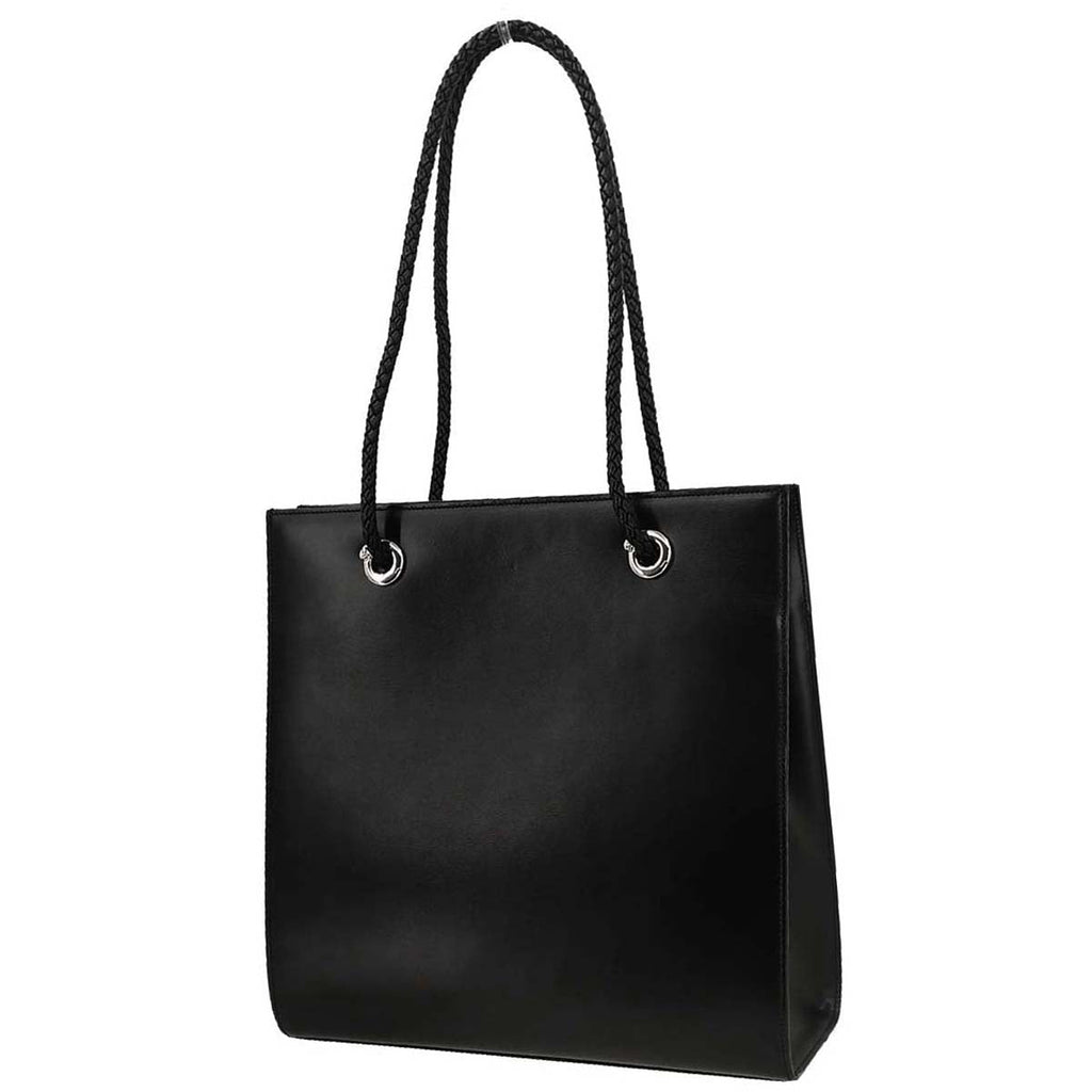 Cartier Black Leather Panthere Tote Handbag
