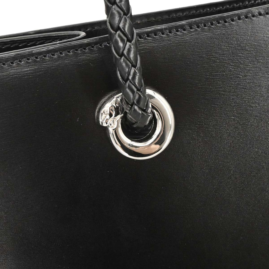 Cartier Black Leather Panthere Tote Handbag