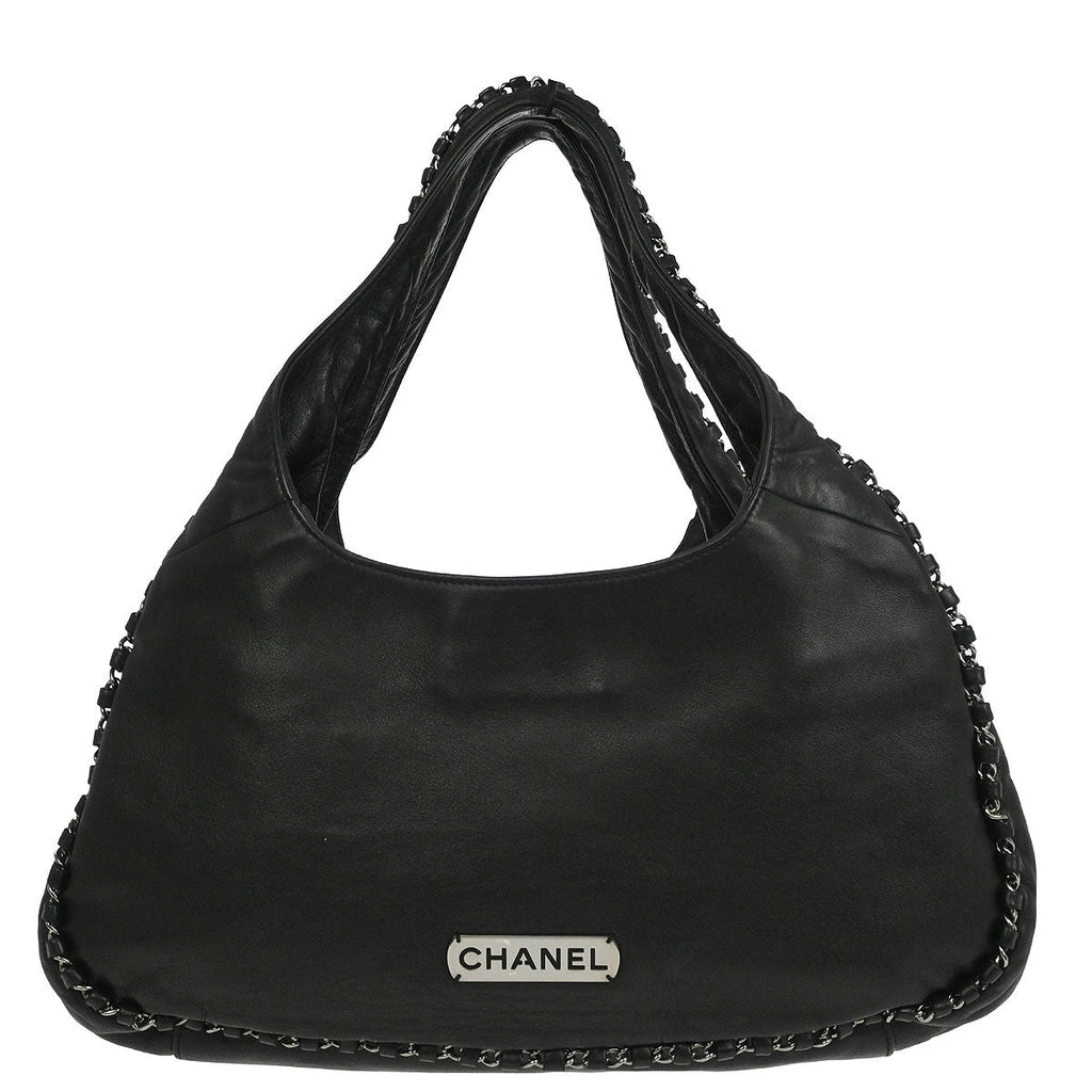 Chanel 2004-2005 Black Calfskin Around Chain Hobo Handbag