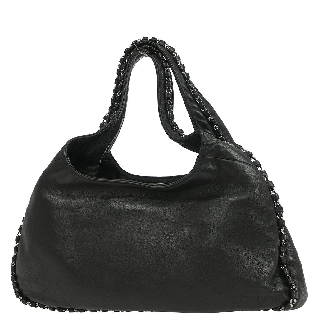 Chanel 2004-2005 Black Calfskin Around Chain Hobo Handbag