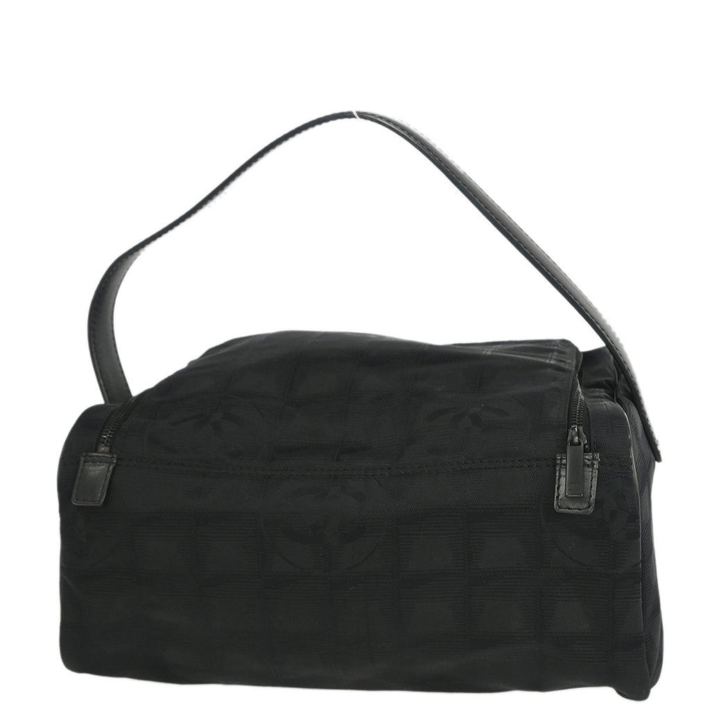 Chanel 2001-2003 Black Jacquard Nylon New Travel Line Vanity Handbag