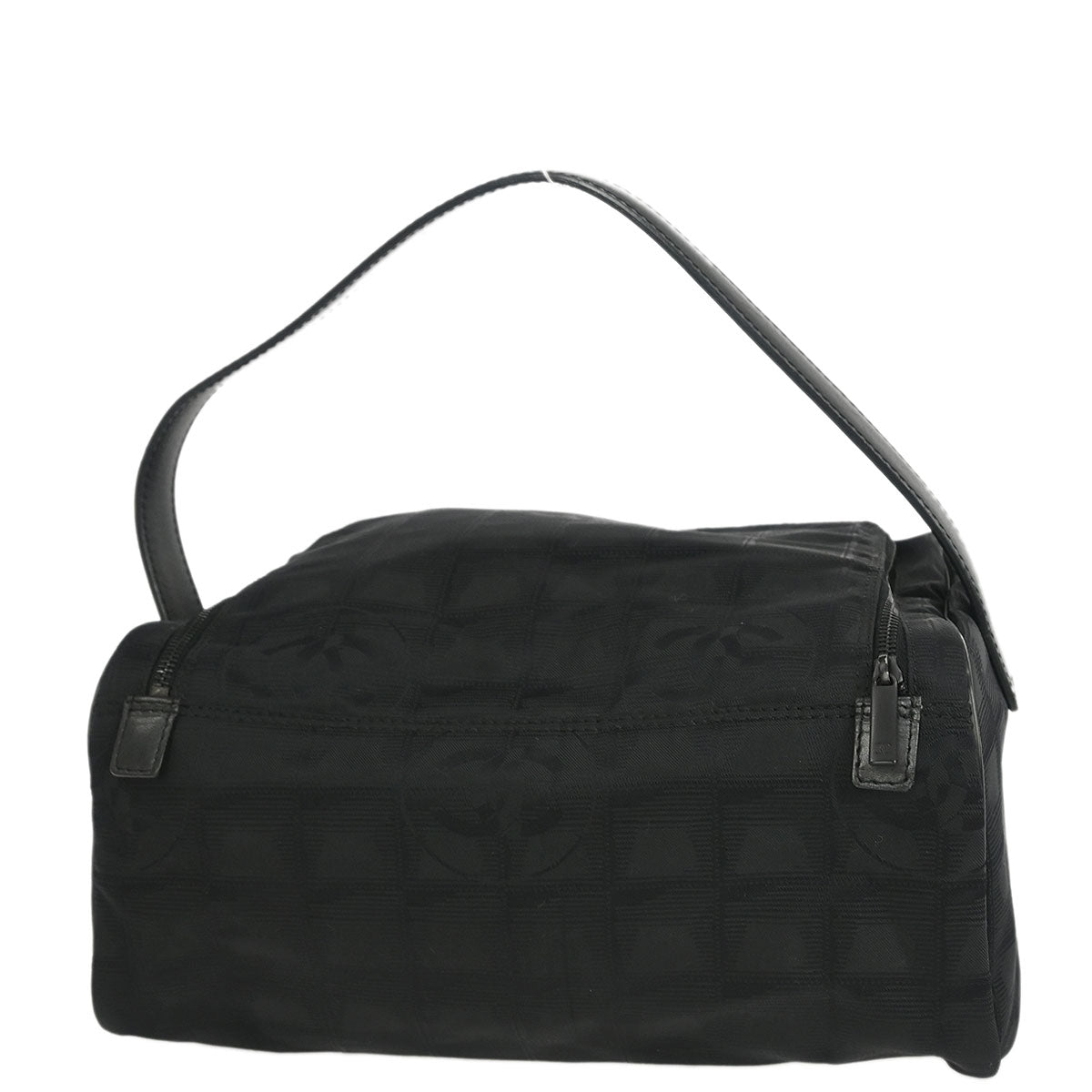 Chanel 2001-2003 Black Jacquard Nylon New Travel Line Vanity Handbag