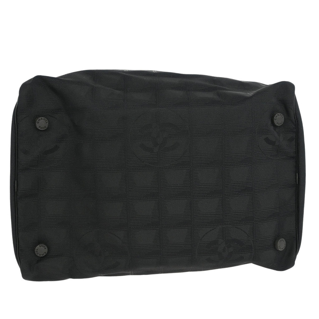 Chanel 2001-2003 Black Jacquard Nylon New Travel Line Vanity Handbag