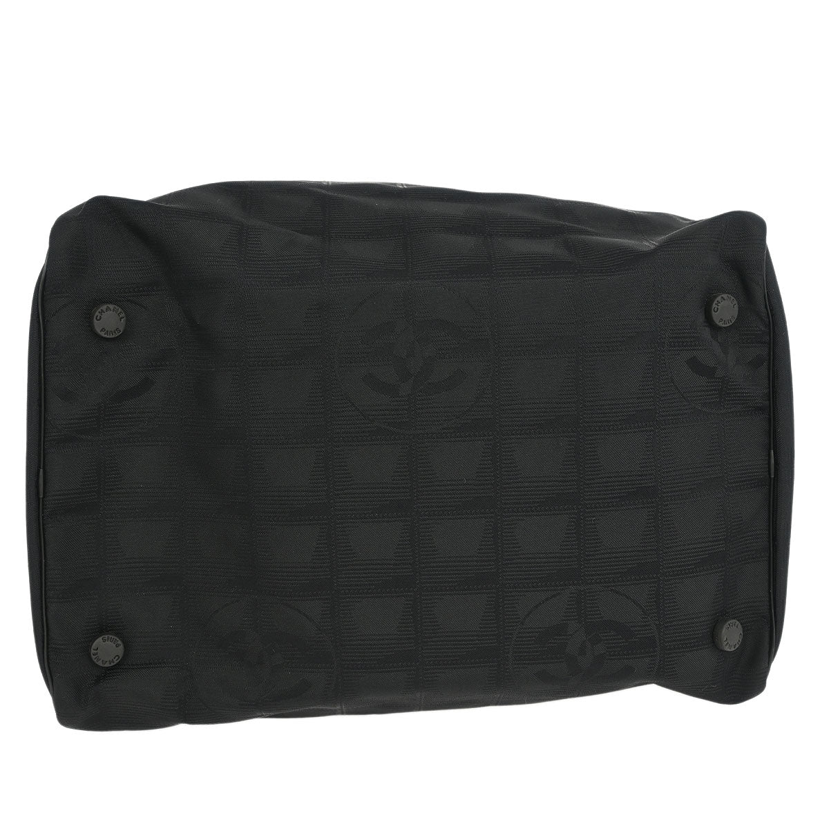 Chanel 2001-2003 Black Jacquard Nylon New Travel Line Vanity Handbag
