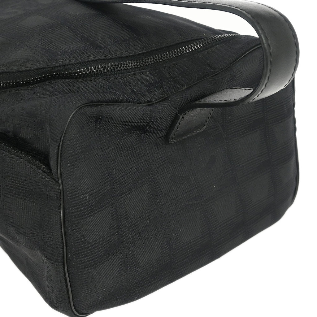 Chanel 2001-2003 Black Jacquard Nylon New Travel Line Vanity Handbag