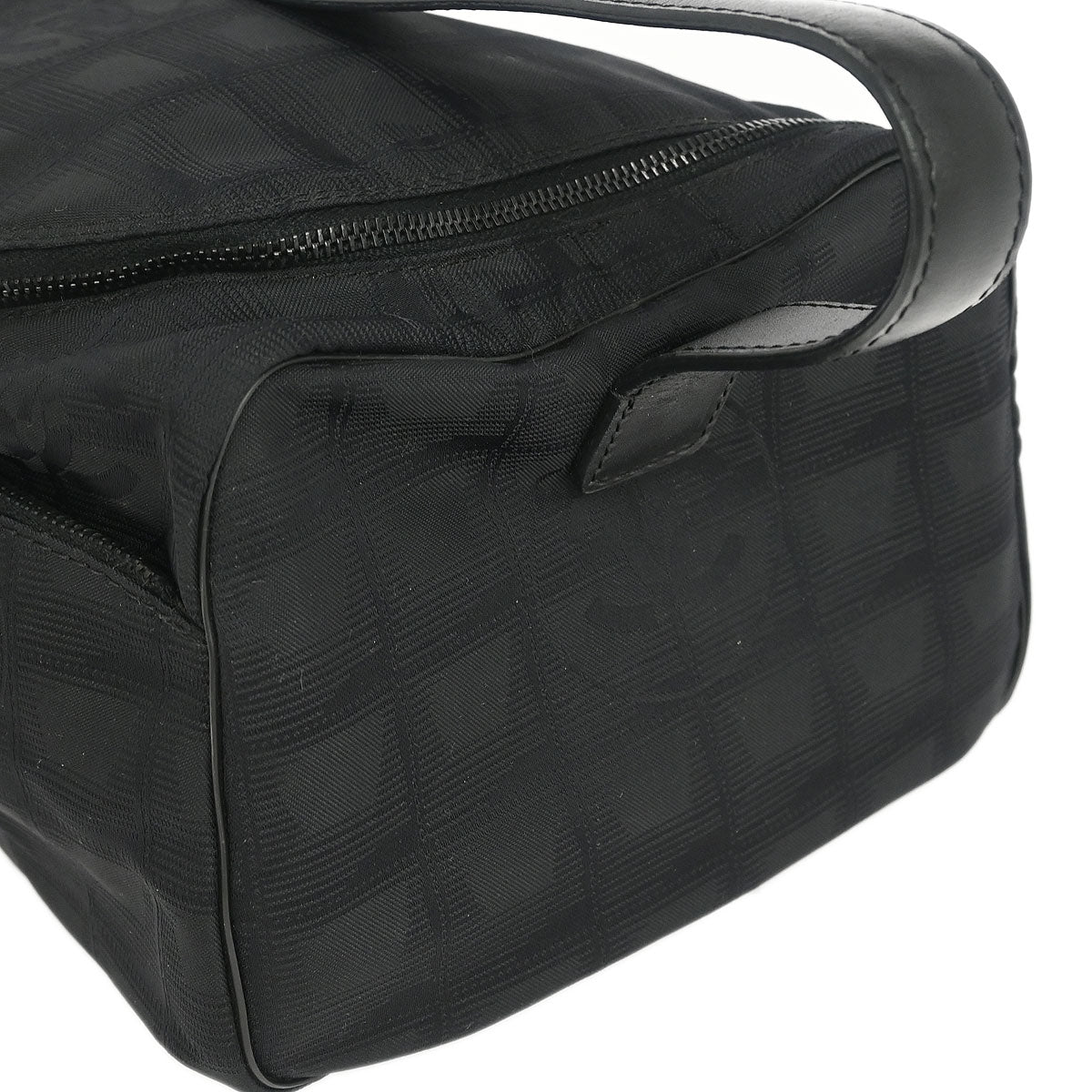 Chanel 2001-2003 Black Jacquard Nylon New Travel Line Vanity Handbag