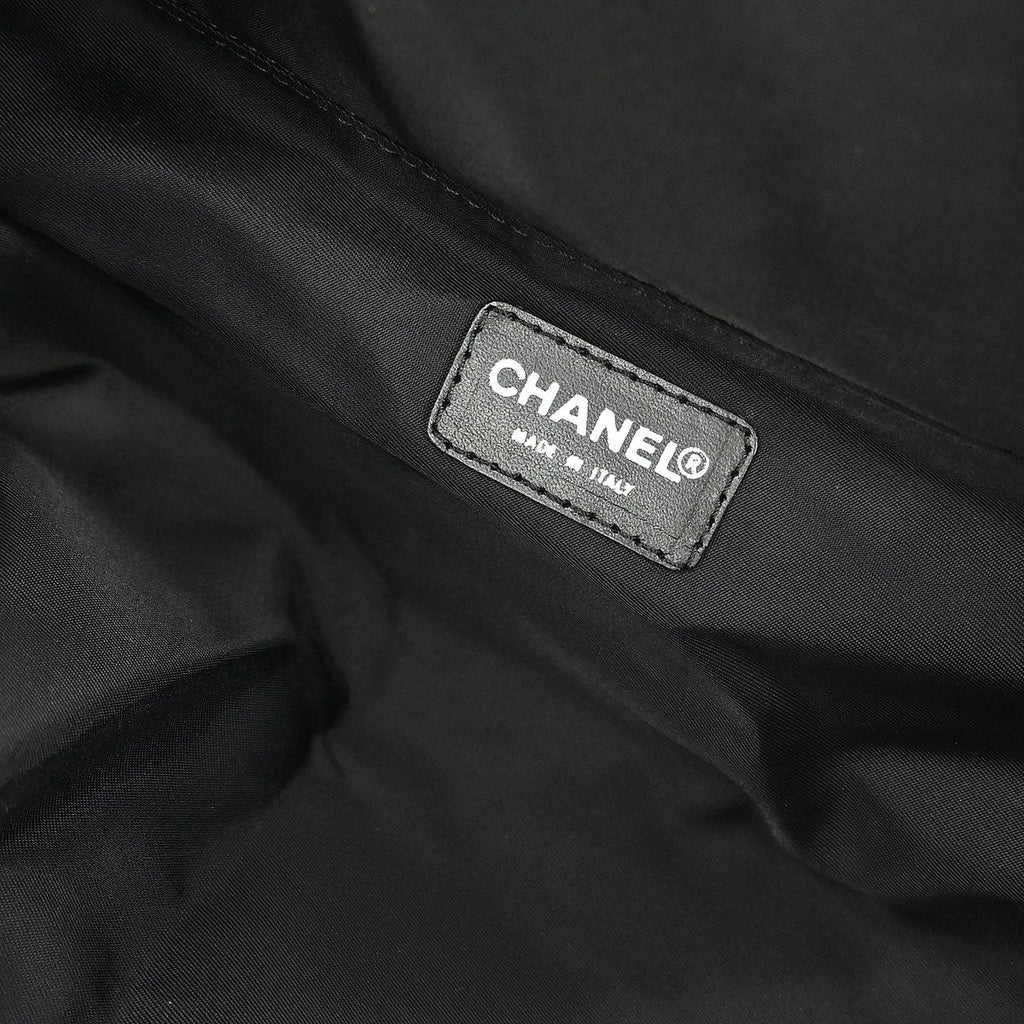 Chanel 2001-2003 Black Jacquard Nylon New Travel Line Vanity Handbag