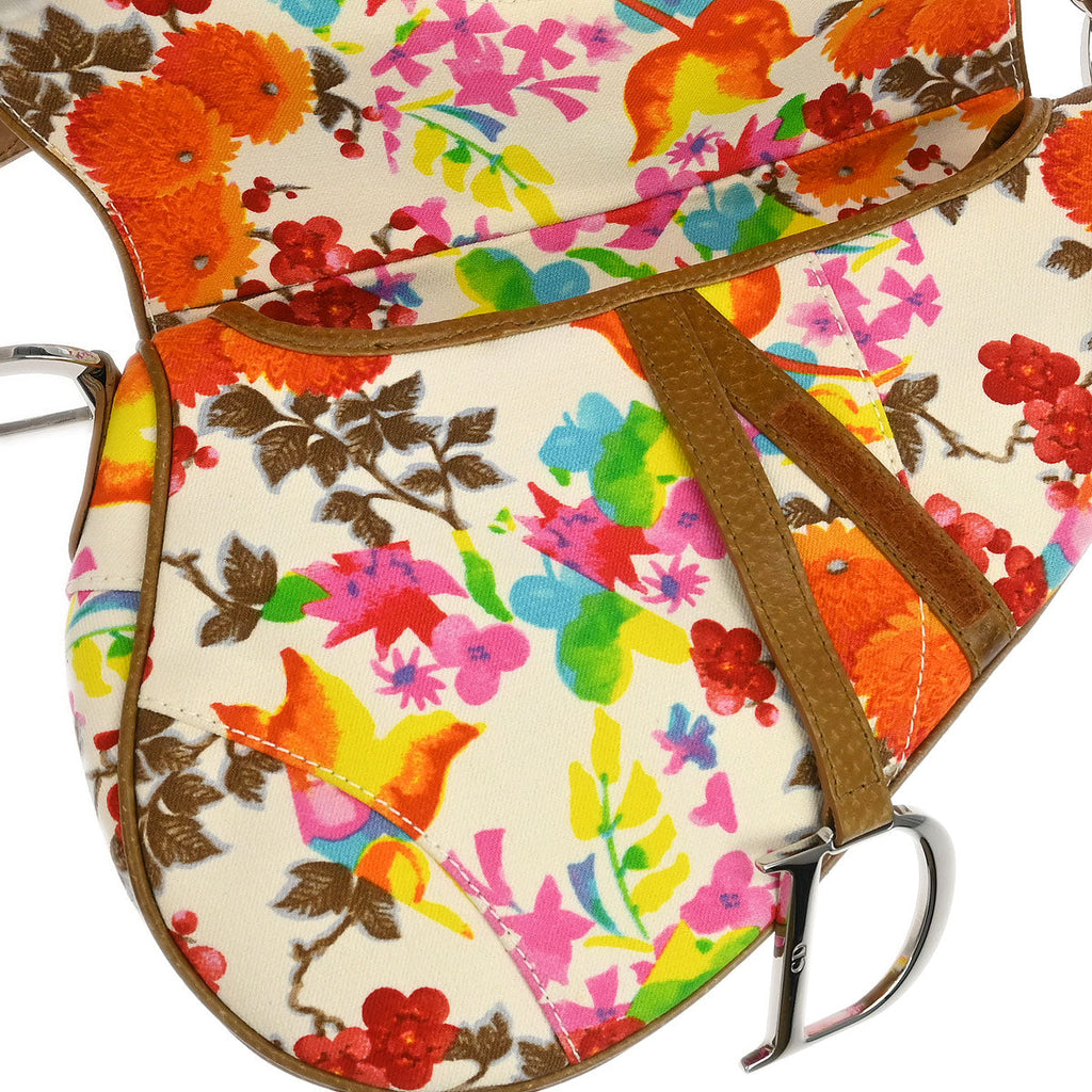 Christian Dior Multicolor Floral Saddle Handbag