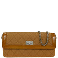 Chanel 2000-2002 Brown Cotton East West Mademoiselle Lock Shoulder Bag