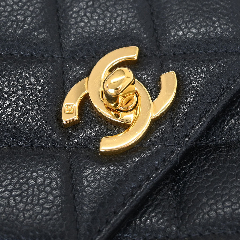 Chanel 1996-1997 Black Caviar Kelly Handbag