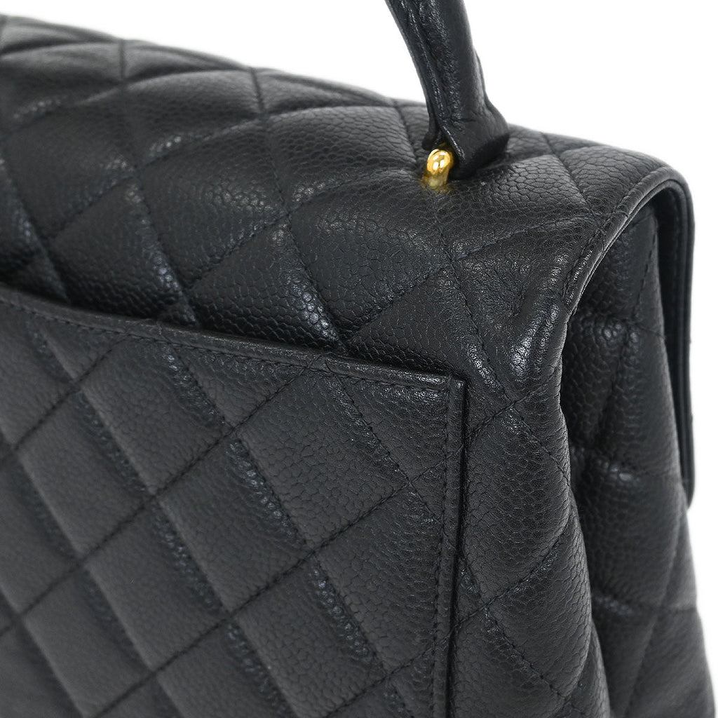 Chanel 1996-1997 Black Caviar Kelly Handbag