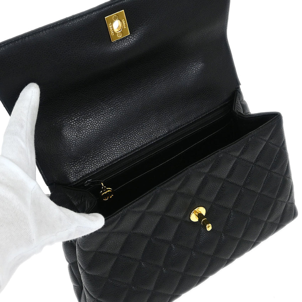 Chanel 1996-1997 Black Caviar Kelly Handbag