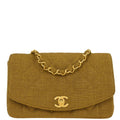 Chanel Brown Linen Small Diana Shoulder Bag