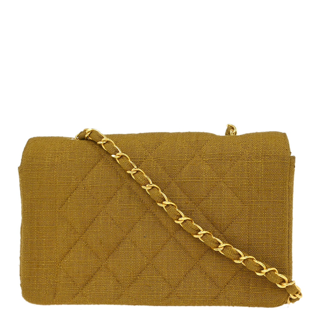 Chanel Brown Linen Small Diana Shoulder Bag