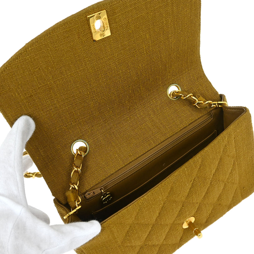 Chanel Brown Linen Small Diana Shoulder Bag