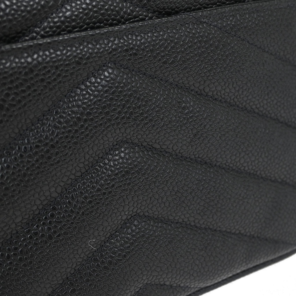 Chanel 1994-1996 Black Caviar Chevron Single Flap Shoulder Bag