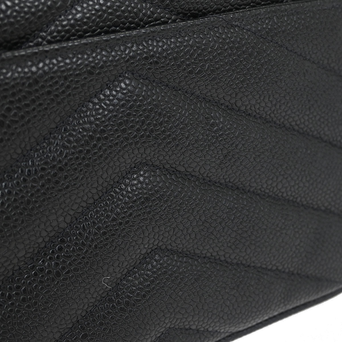 Chanel 1994-1996 Black Caviar Chevron Single Flap Shoulder Bag