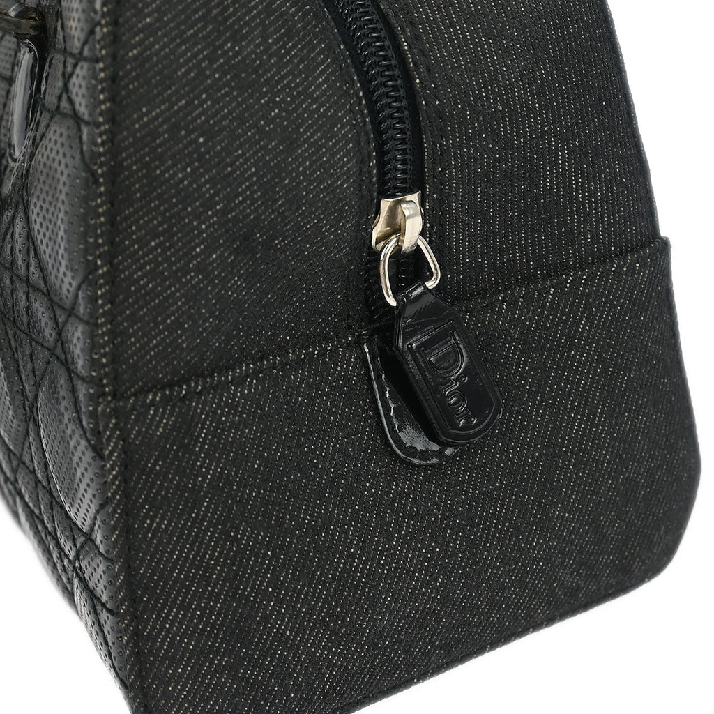 Christian Dior Black Denim Lambskin Malice Cannage Handbag