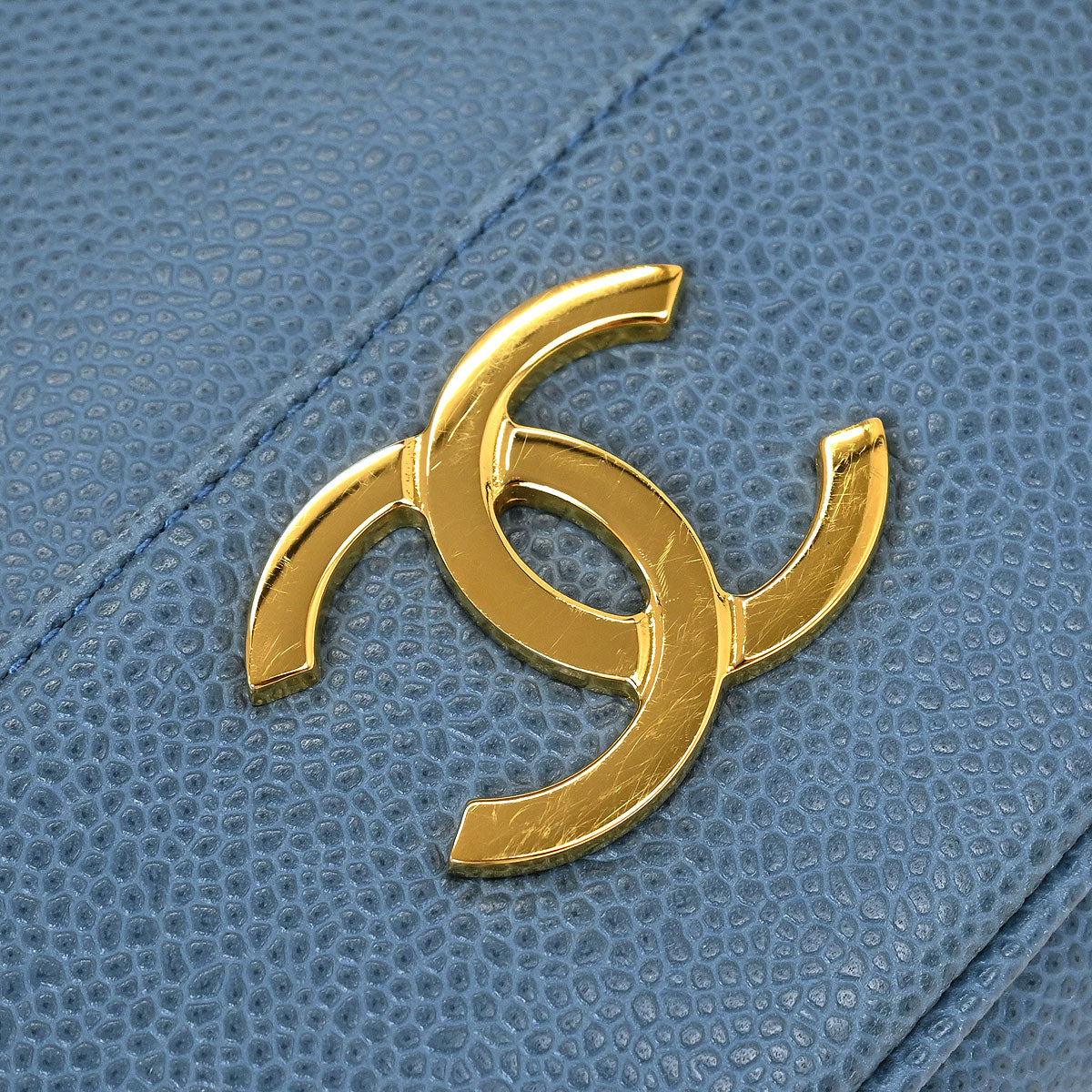 Chanel 1994-1996 Blue Calfskin Triple CC Shoulder Tote Bag