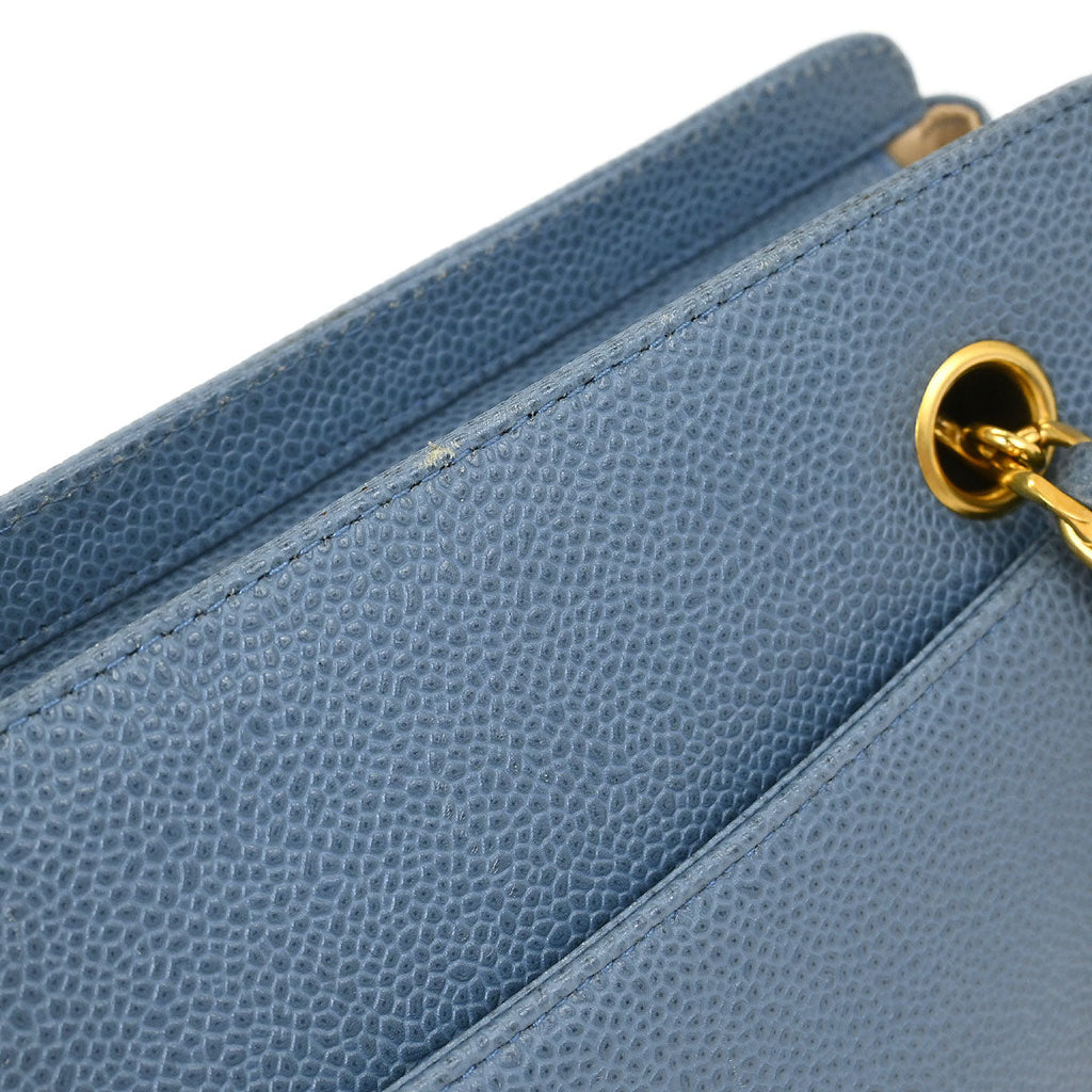 Chanel 1994-1996 Blue Calfskin Triple CC Shoulder Tote Bag