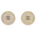 Chanel Button Earrings Clip-On White 99A