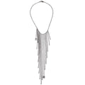 Chanel Fringe Chain Necklace Silver 02A