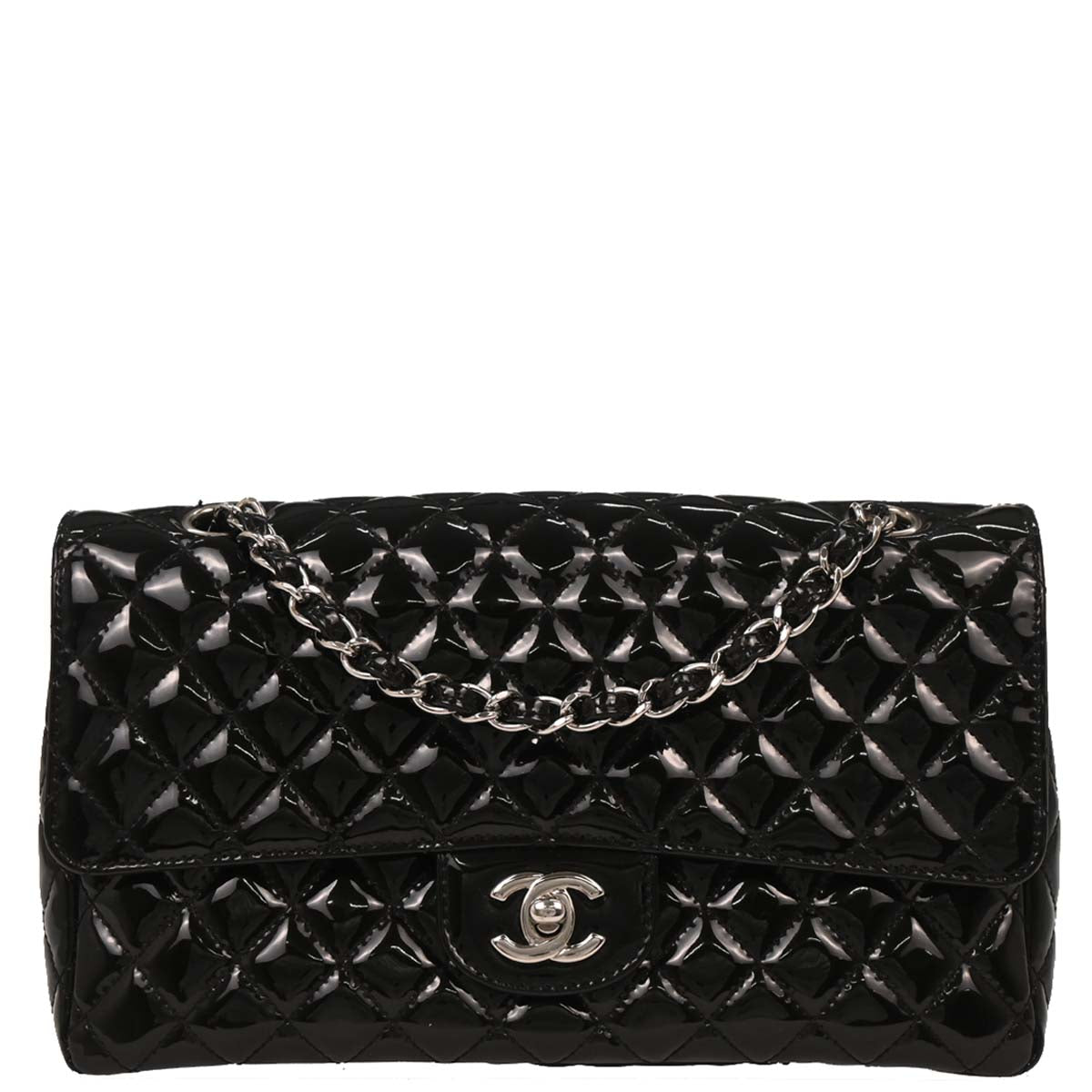 Chanel 2006-2008 Black Patent Leather Shoulder Bag