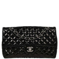 Chanel 2006-2008 Black Patent Leather Secret Label Single Flap Shoulder Bag