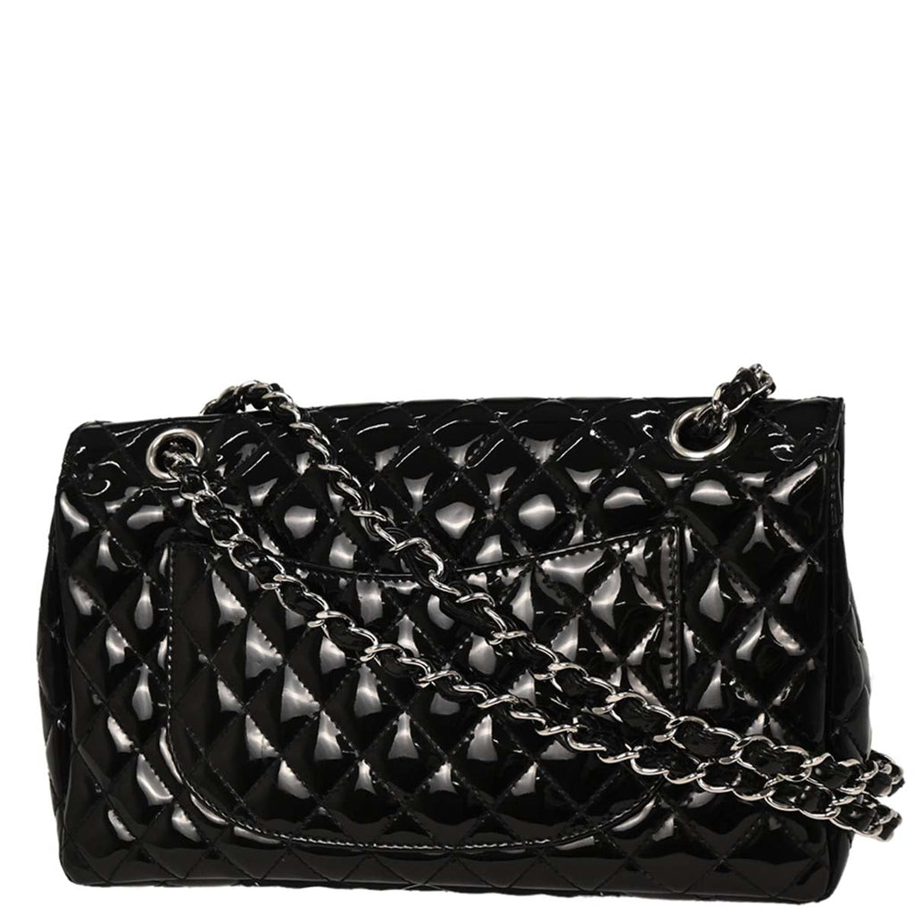 Chanel 2006-2008 Black Patent Leather Secret Label Single Flap Shoulder Bag