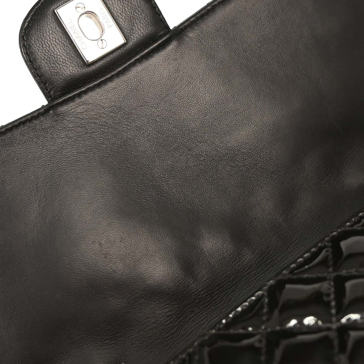 Chanel 2006-2008 Black Patent Leather Secret Label Single Flap Shoulder Bag