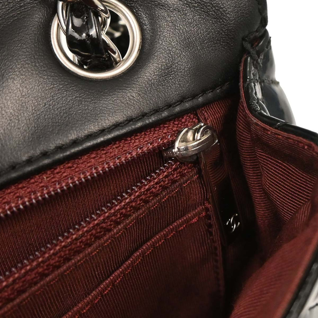 Chanel 2006-2008 Black Patent Leather Secret Label Single Flap Shoulder Bag