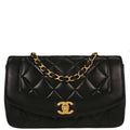 Chanel 1996-1997 Black Lambskin Small Diana Shoulder Bag