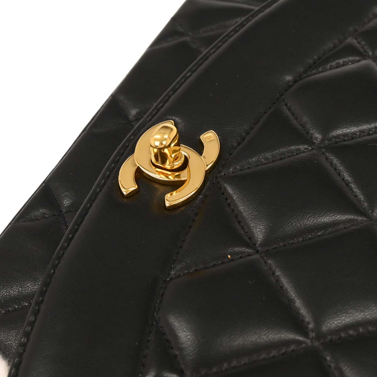 Chanel 1996-1997 Black Lambskin Small Diana Shoulder Bag
