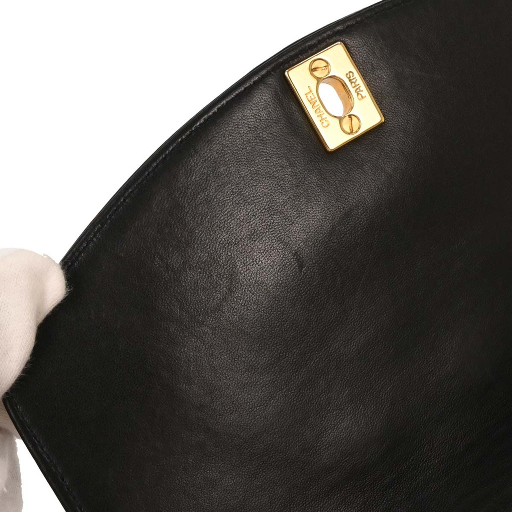 Chanel 1996-1997 Black Lambskin Small Diana Shoulder Bag