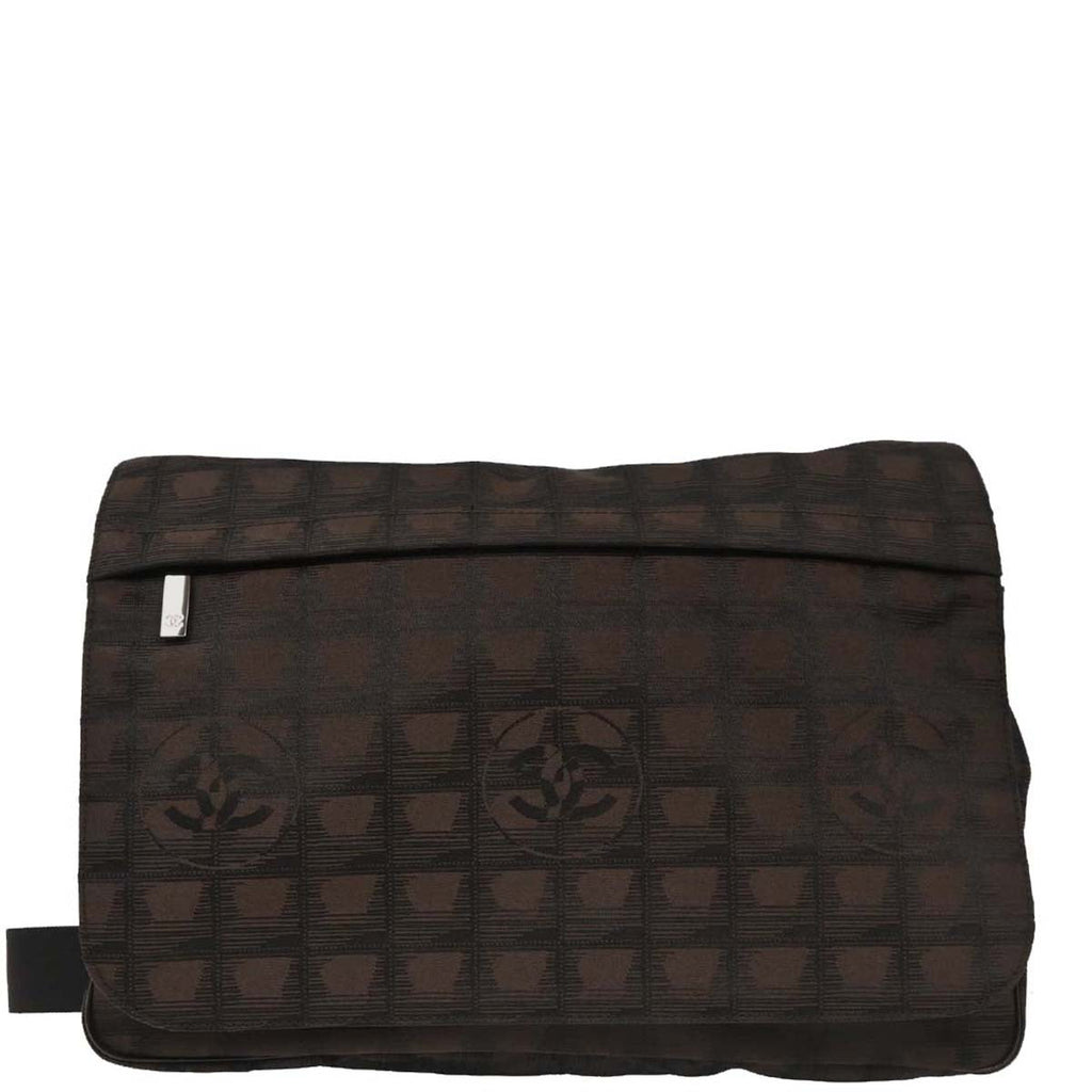 Chanel 2005-2006 Brown Jacquard Nylon New Travel Line Shoulder Bag