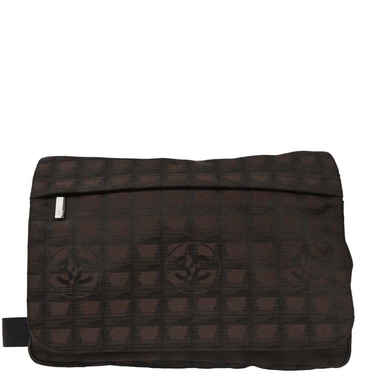 Chanel 2005-2006 Brown Jacquard Nylon New Travel Line Shoulder Bag