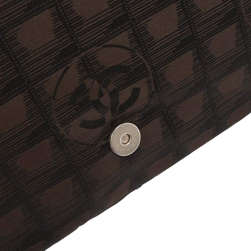 Chanel 2005-2006 Brown Jacquard Nylon New Travel Line Shoulder Bag