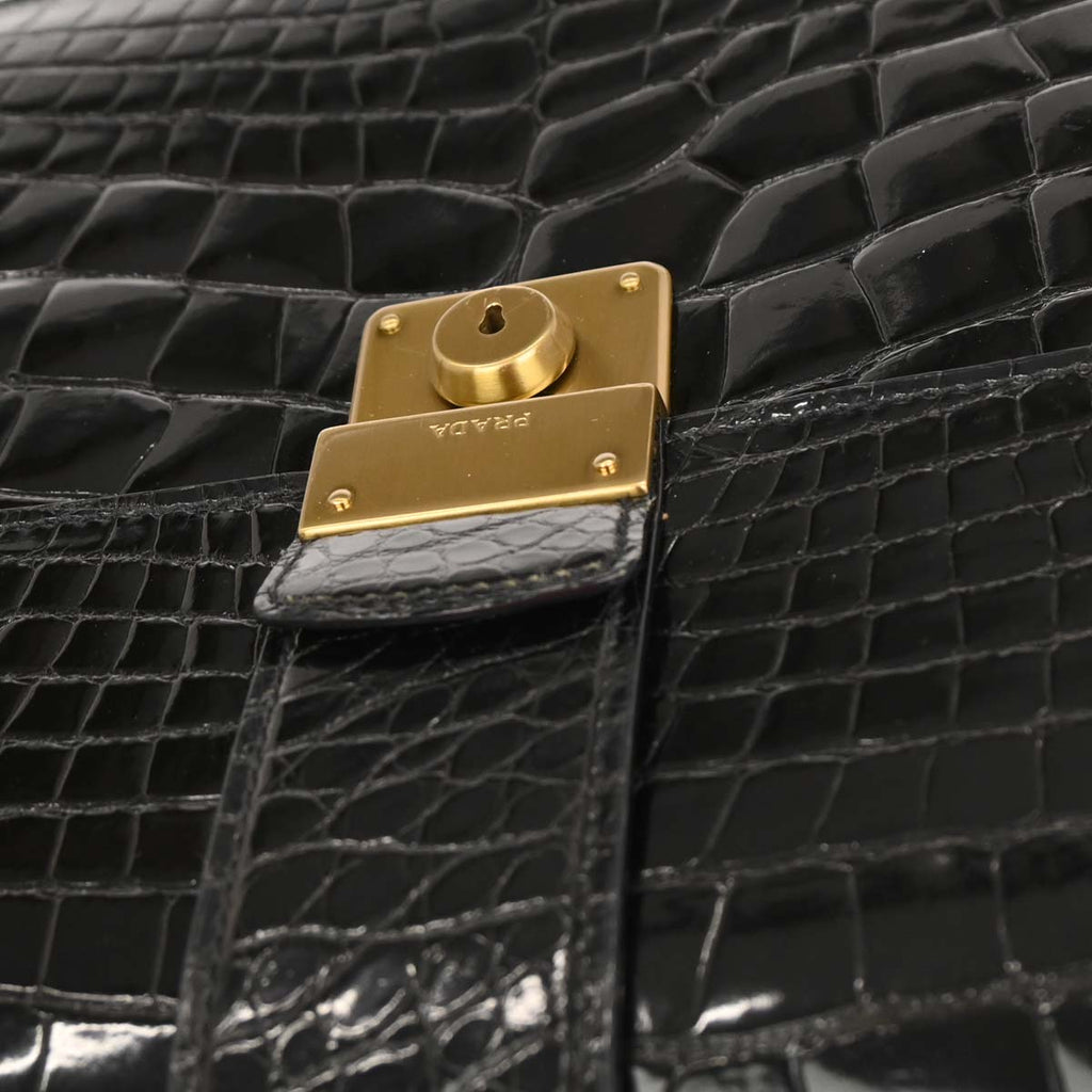 Prada * Black Crocodile Handbag