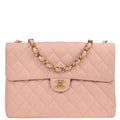 Chanel 2001-2003 Pink Caviar Jumbo Classic Flap Shoulder Bag
