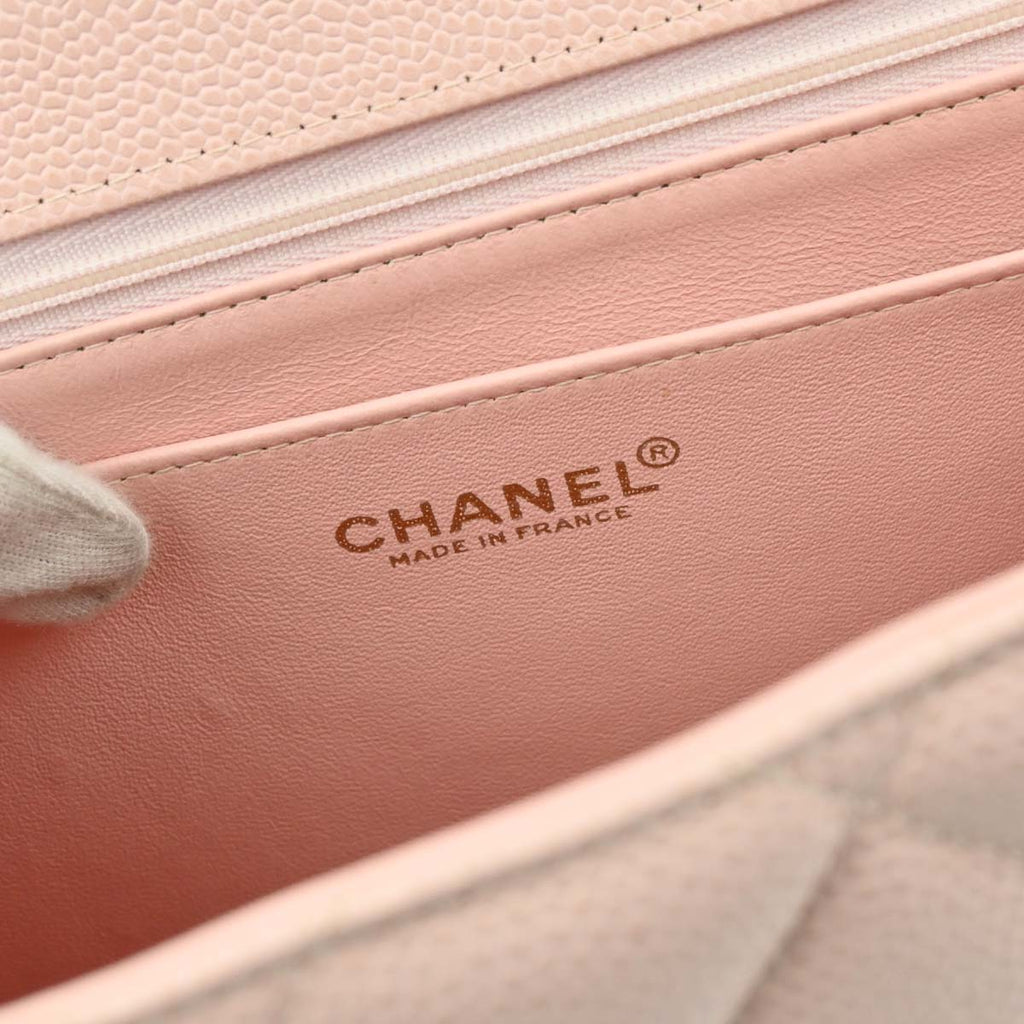 Chanel 2001-2003 Pink Caviar Jumbo Classic Flap Shoulder Bag