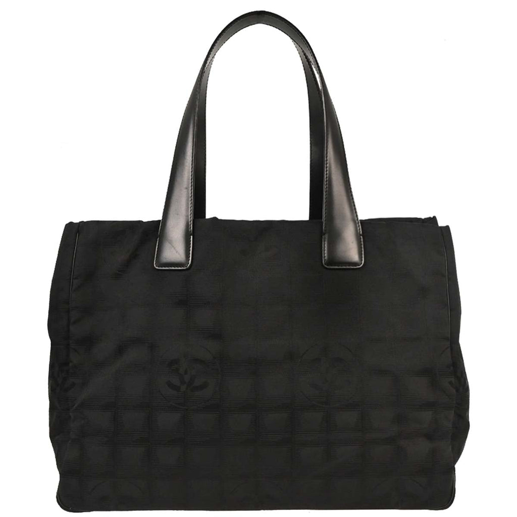 Chanel 2005-2006 Black Jacquard Nylon New Travel Line Tote Handbag