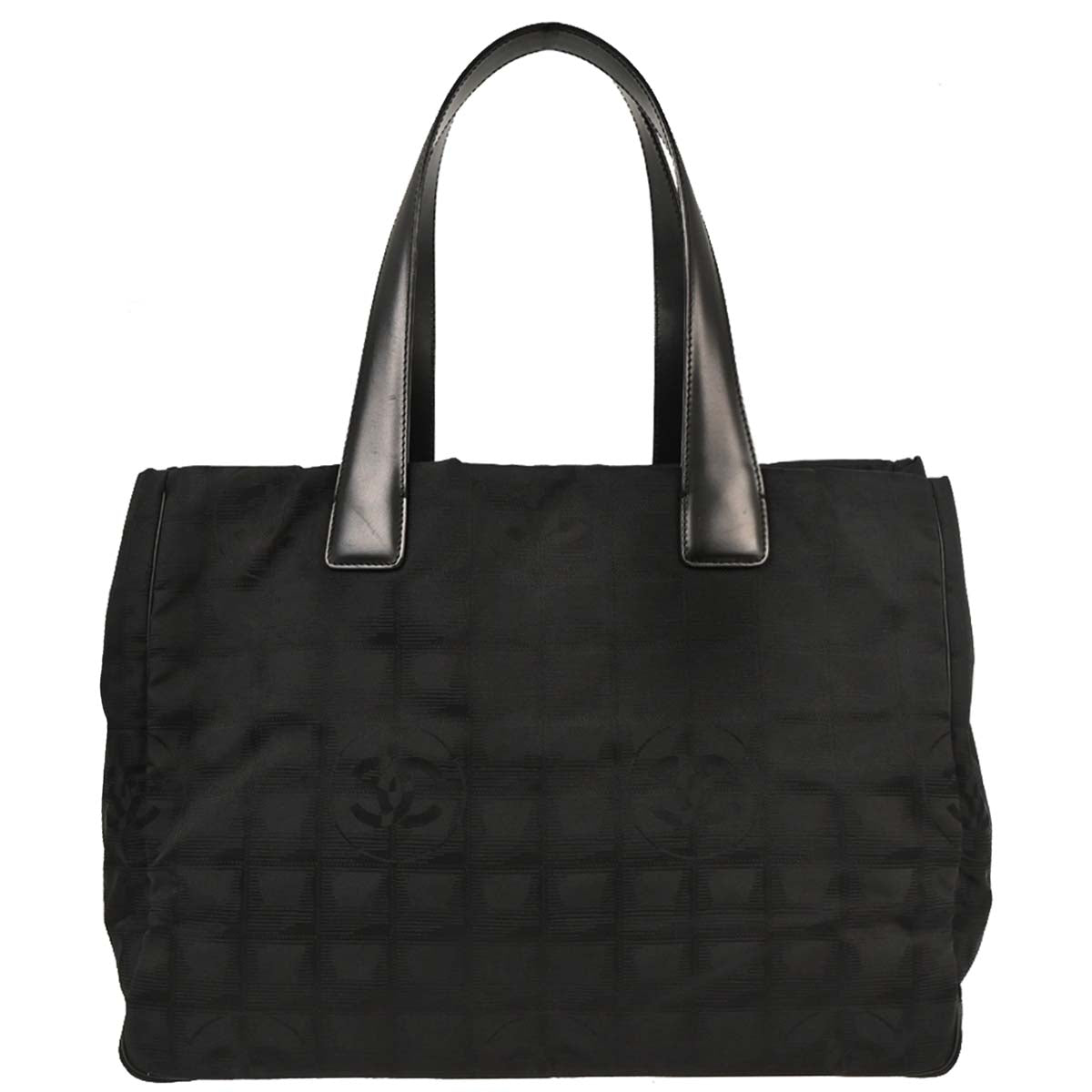 Chanel 2005-2006 Black Jacquard Nylon New Travel Line Tote Handbag