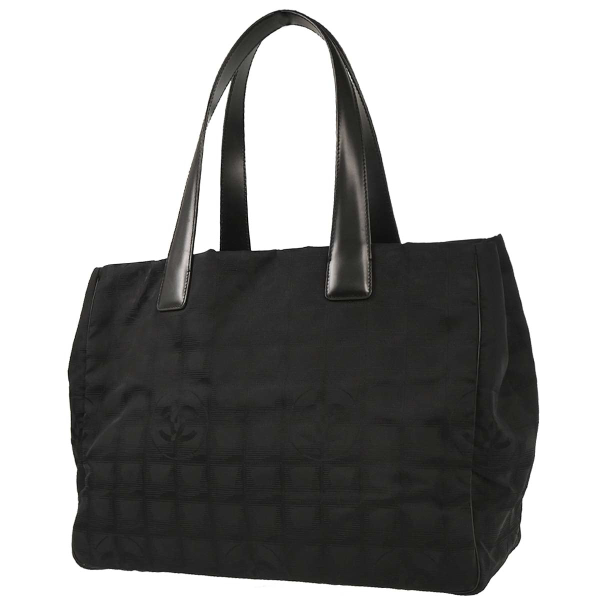 Chanel 2005-2006 Black Jacquard Nylon New Travel Line Tote Handbag
